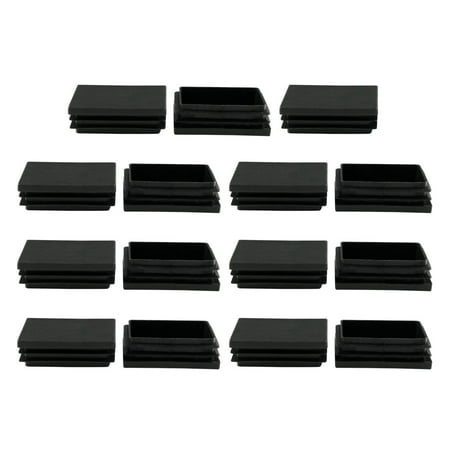 15pcs Plastic Rectangle Ribbed Tube Inserts Pipe Tubing End Covers Caps Furniture Glide Chair Table Feet Floor
