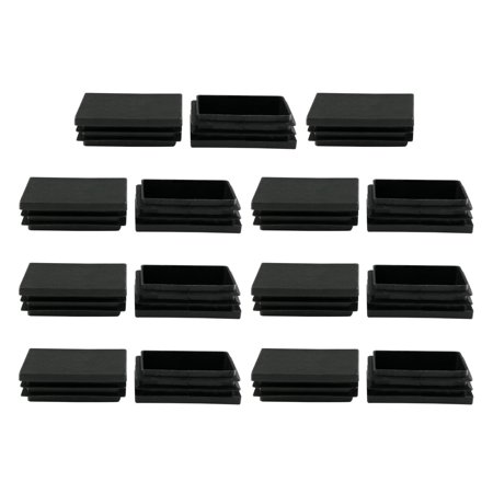 Wrought Iron Patio Furniture Chair Glides 15pcs Plastic Rectangle Ribbed Tube Inserts Pipe Tubing End Covers Caps Furniture Glide Chair Table Feet Floor Protector ()