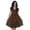 Brown, variant on Moomaya Schiffli Dress Frill Sleeve w/ V-neck Casual Relaxed Summer Garden Dresses