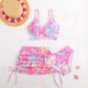 thumbnail image 5 of Conjunto de Pantalones Cortos para Bebés Niños Estilo de Falda de Impresión de Verano Batik Traje de Baño de Tres Piezas Niñas Empalme Desgaste de Playa con Sombrero Niño Pequeño, 5 of 6
