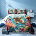 thumbnail image 2 of Erosebridal Ocean Animal Bed Spread Queen, Coastal Dog Queen Coverlet Set, Polka Dots Reversible 3 Pieces, 1 Quilt and 2 Pillowcases, 2 of 7