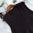 thumbnail image 5 of Sahpxhe Sweater Vest Women Sleeveless V Neck Knit Pullover Top Soft Lightweight Sweater Side Slit Hem Layering Piece for Fall Coffee Free Size, 5 of 6