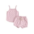 thumbnail image 2 of Musuos Baby Girls Summer Shorts Sets 6M 12M 18M 24M 3Y Casual Checkerboard Print Camisole Drawstring Shorts Sets, 2 of 10