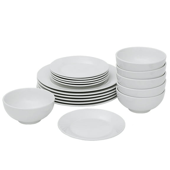 18-Piece Porcelain Dinnerware Set Round Dinner Plates Dish Service For 6 White