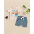 thumbnail image 2 of FEORJGP Kids Toddler Boys Casual Shorts Set 0 6M 12M 18M 2T 3T Infant Baby Short Sleeve T-Shirts Letters Print Tops with Elastic Waist Shorts Little Bply Comfy Summer Outfit for Summer Daily, 2 of 8