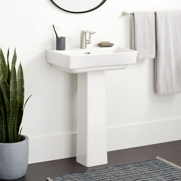 Signature Hardware 539975 Pentero 29" Tall Fireclay Pedestal Bathroom Sink Stand Only -