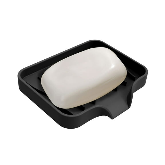1Pc Black Silicone Soap Holder Tray, Self Draining Kitchen and Bathroom Soap Dish, Non Slip Water Draining Soap Box for Hotel, Home, Sink, Dish, and Shower Use
