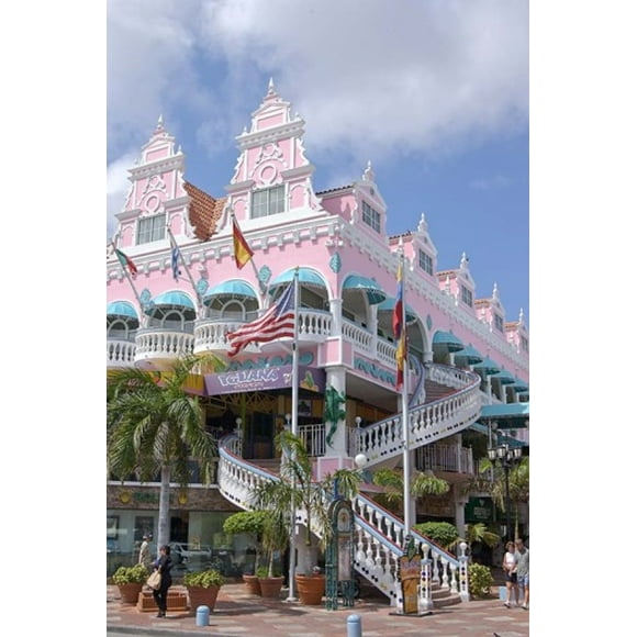 Dutch Architecture of Oranjestad Shops, Aruba, Caribbean Poster Print by Lisa S. Engelbrecht (18 x 27)