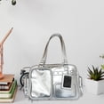 thumbnail image 7 of Hfppkn PU Leather Pin Display Ita Tote Bag Transparent Window Shoulder Handbag for Daily Use 35x11x25cm Silver, 7 of 7