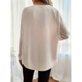 thumbnail image 4 of Women'S Crewneck Fall Knitted Top Waffle Off-Shoulder Pullover Long Sleeve T-Shirt Apricot M, 4 of 7