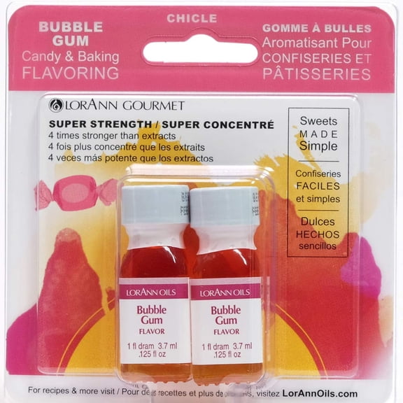 LorAnn Bubble Gum Candy & Baking Flavoring, .125 oz, 2 Bottles