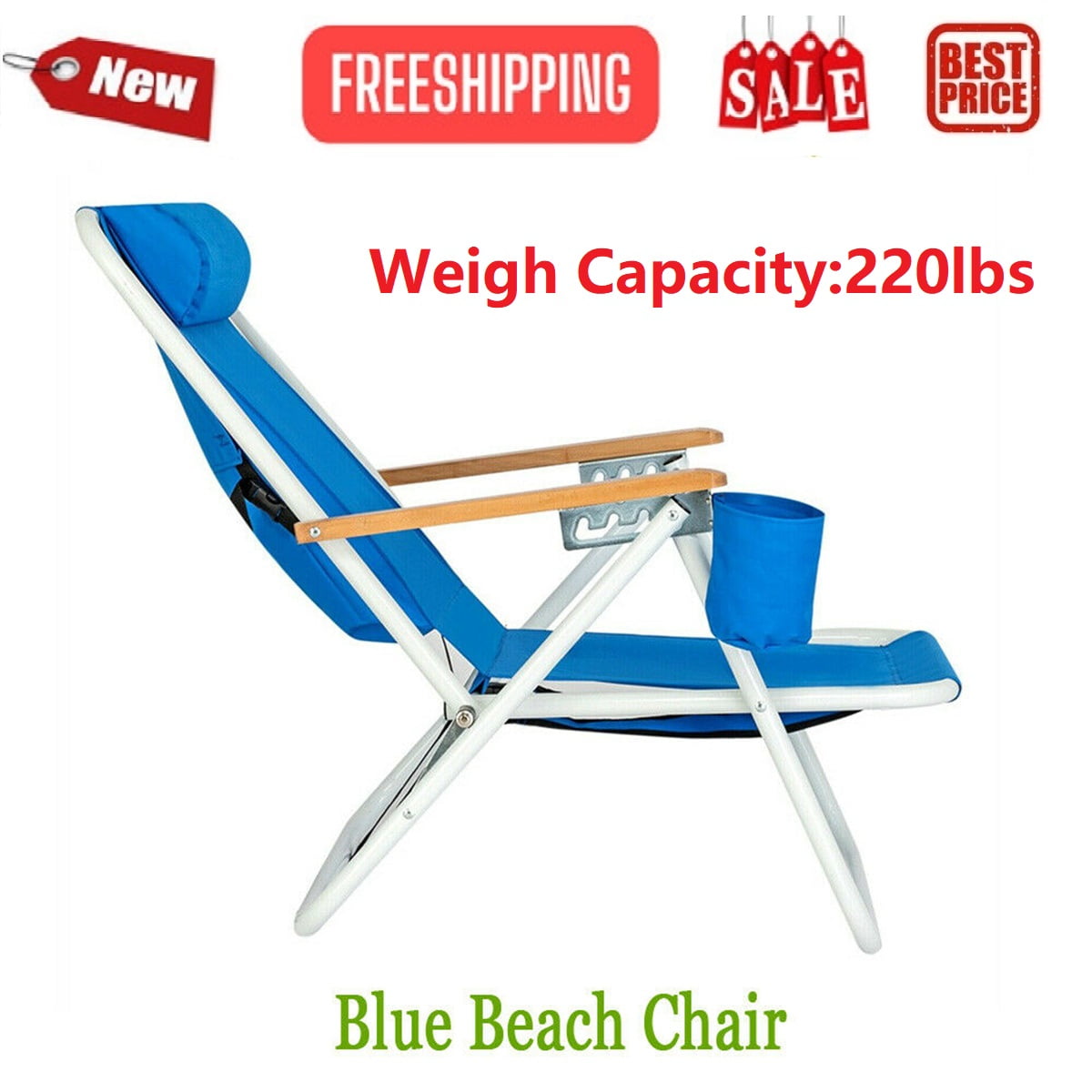 Goorabbit Folding Beach Chairs For Outdoors, Folding Reclining Beach