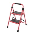 thumbnail image 2 of KK KINGRACK Folding Step Stool, 2-Step Household Steel Ladders with Handgrip, 330lbs Capacity (Red), 2 of 8