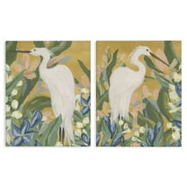 Stupell Industries Great Egret in Blooming Bushes Animals Painting Wrapped Canvas Art Print Wall Art, 24 x 30, Set of 2