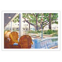 Romance of the Moana - Moana Hotel Waikiki Beach - Honolulu Hawaii - From an Original Hawaii Watercolor Painting by Peggy Chun - Fine Art Matte Paper Print (Unframed) 30x44in