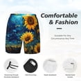 thumbnail image 5 of Lsque Mens Swim Trunks Vintage Starry Sky Sunflower Pattern - Bathing Suit Compression Liner - Beach Swim Shorts Swimwear - (S-3XL) - Stretch Quick Dry -Small, 5 of 9
