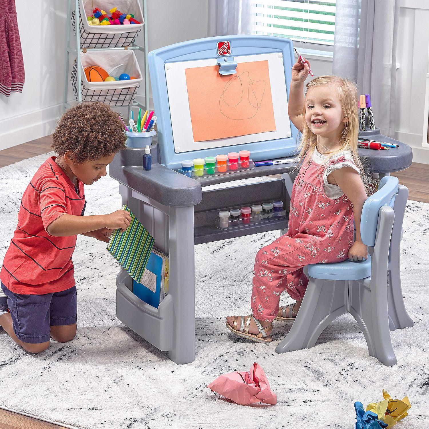 Step2 Studio Art Desk Pretend Play Set, Blue