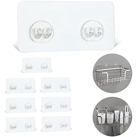 8 Pack Shower Caddy Adhesive Hooks Replacement Strong Sticker Hooks for Bathroom Shower Caddy Corner Shelf Basket Soap Dish Hanging Hooks No Drilling Shower Kitchen Accessories