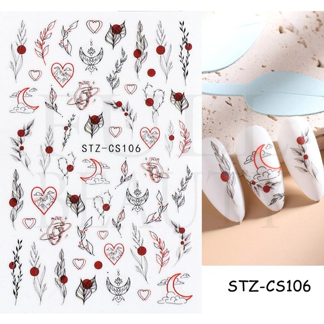 3D ojos malvados pegatinas de uñas serpiente Luna estrella zodiaco deslizadores para uñas diseño de bruja verano neón decoración llama calcomanías manicura GLCS157 Tan Jianjun unisex