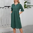 thumbnail image 4 of ALLLIST Summer Dresses for Ladies Green Midi A-Line Solid Casual Peplum for Women Size M-3XL, 4 of 9
