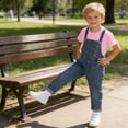 thumbnail image 6 of ATOGUTA Boys Summer Outfits Denim Overalls and Short Sleeve T-shirts with Socks Kids Girls Clothes Size 3T-12, Pink, 6 of 8