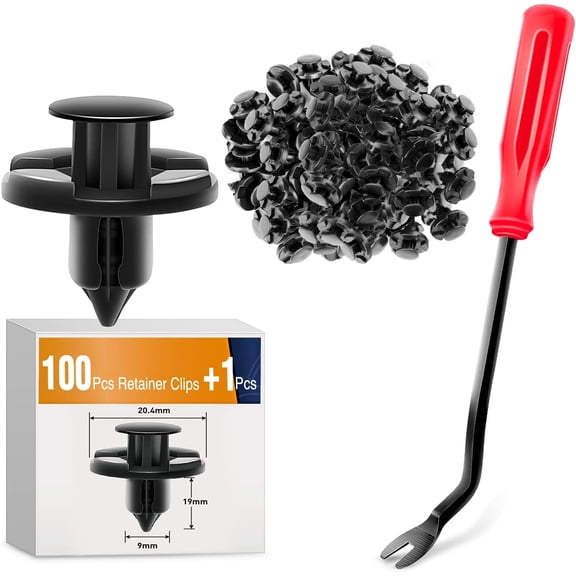 GOOACC 100Pcs Clips  Nylon Bumper Rivet OEM Replacement-#01553-09321 8mm,1PC Bonus Fastener Remover