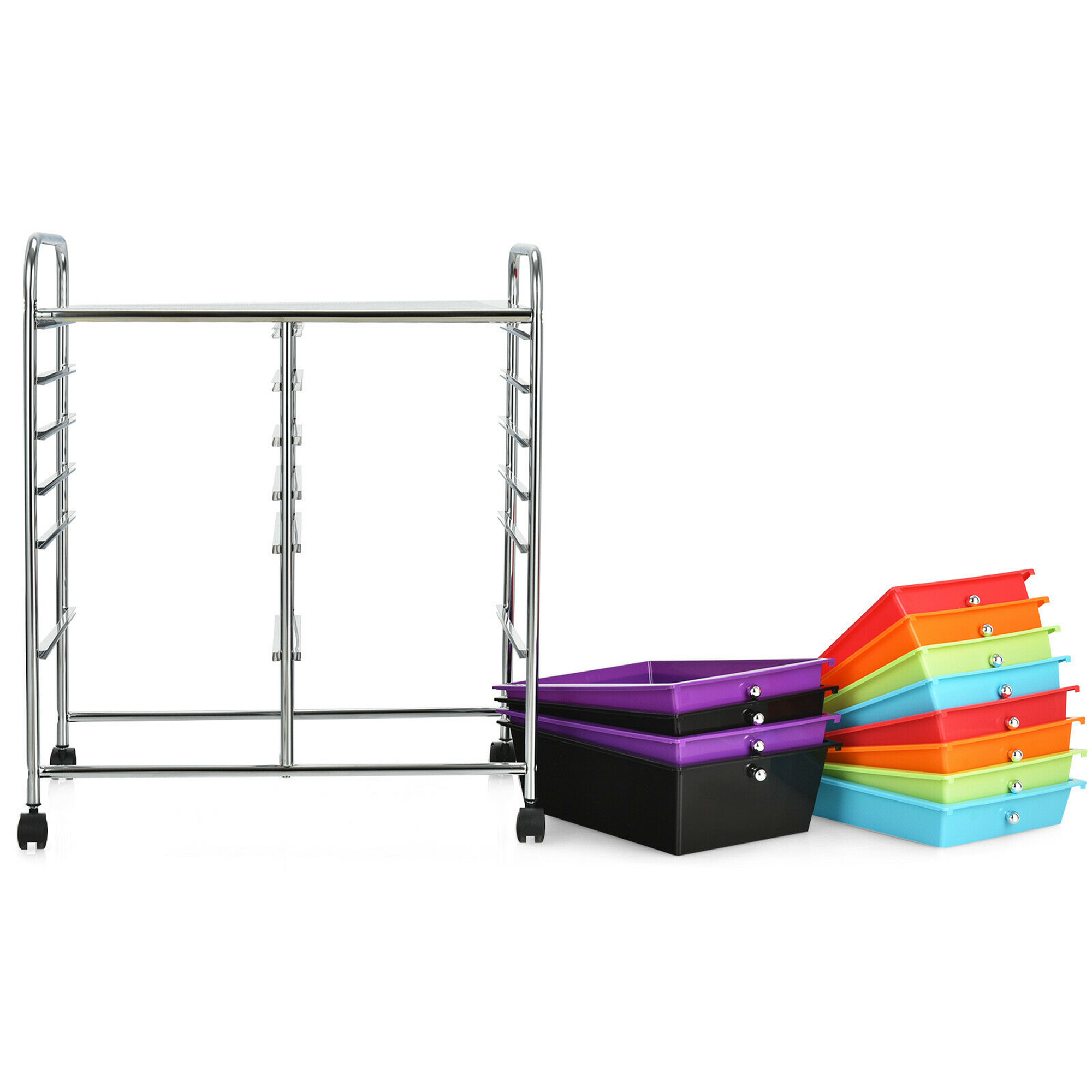 Gymax 12 Storage Drawer Studio Organizer Bins Rolling Cart