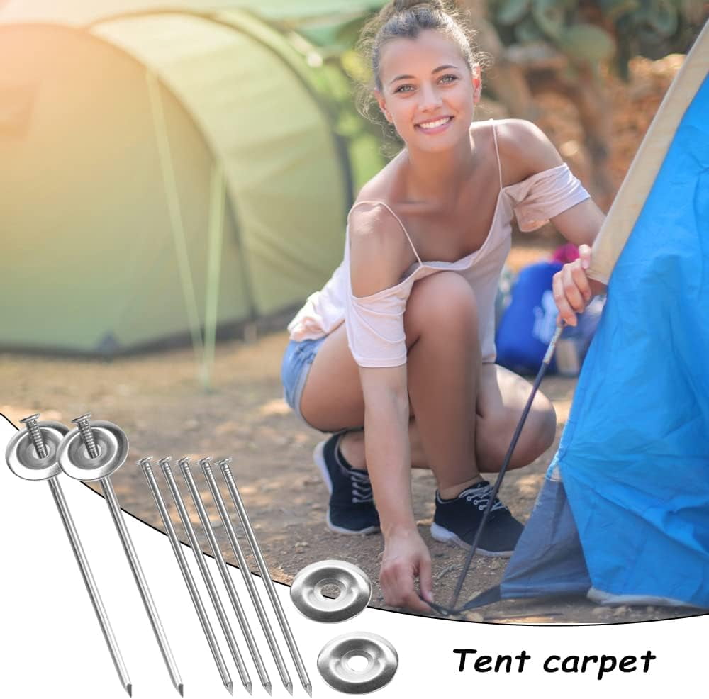 Patio Rug Stakes Outdoor Stainless Steel RV Mat Stakes Rug Spikes Patio Ground Stakes for Garden Camp Rug Outside Mat Carpet Tent