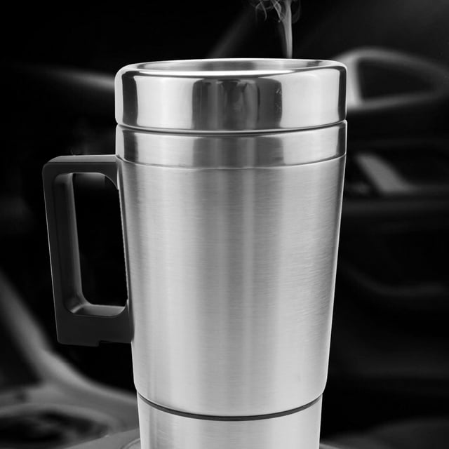 Car Heating Kettle, Simple 12V 300Ml Portable in Car Coffee Maker Tea Pot Vehicle Heating Cup Lid Outdoor Water Bottle Electric Tea Kettle