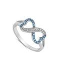 thumbnail image 4 of Infinity Heart Blue Simulated Sapphire Ring .925 Sterling Silver Band CZ Jewelry Female Size 7, 4 of 4