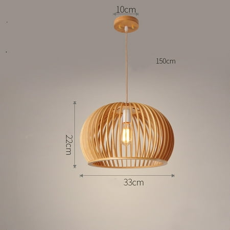 

Toyella Nordic Wooden Dining Room Bedroom Cafe Half Round Pumpkin Chandelier Small diameter 33CM ST644Wwarm yellow