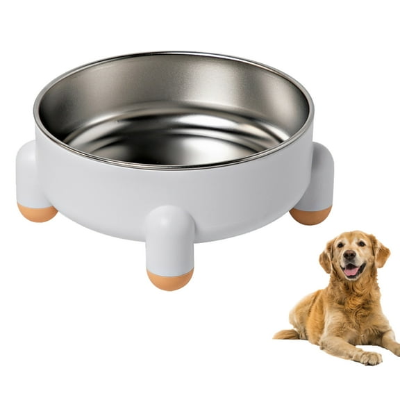 Duuclume Pet Bowl,Nonslip Stainless Steel Dog Cat Food Water Bowl (Four-legged Style,White)