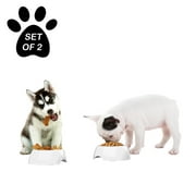 Pet Bowls – Raised Stainless Steel Dish– Set of 2, 12 Fl Oz by PETMAKER (White)