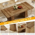 thumbnail image 3 of Finmind 63-inch Farmhouse Dining Table for 4-6 People, Modern Wooden Rectangular Kitchen Table for Dining Room, Light Brown, 3 of 7