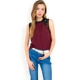 thumbnail image 6 of Women's Sleeveless Blouse with Lace Yoke and Pleated Front- Burgundy,X Large, 6 of 7