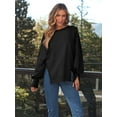 thumbnail image 2 of TEMOFON Women Long Sleeve Sweatshirts Crewneck Hoodies Fall Outfits Fashion Pullover 2024 Loose-fitting Clothes Black, 2 of 5
