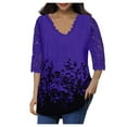 thumbnail image 2 of Aloohaidyvio Tops and Blouses ,Womens Lace 3/4 Sleeve V Neck T Shirt Ladies Floral Blouse Tunic Tops, 2 of 4