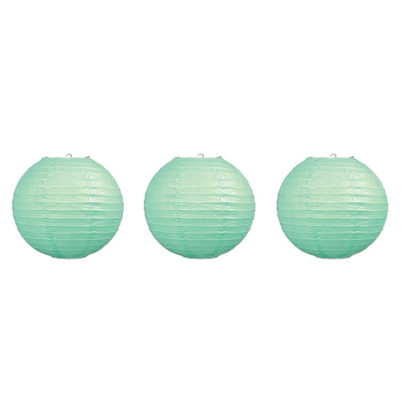 Beistle 3 Piece 9.5" Paper Lanterns, Mint Green