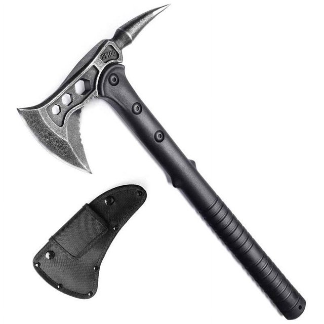 Hacha de camping de 2 piezas, Tomahawk de lanzamiento táctico con punta, hacha de supervivencia con funda, mango de fibra de nailon para supervivencia al aire libre, senderismo, camping (14,5 pulgadas) Sailing Electrónica