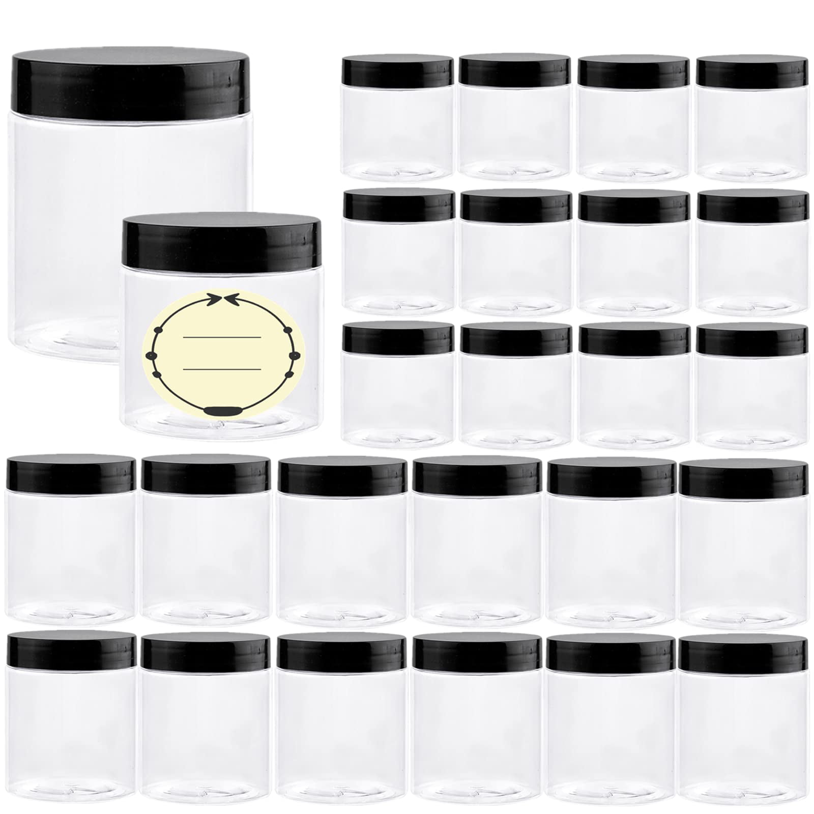 24 Pack Empty Slime Containers with Water-Tight Lids Plastic Storage Jars