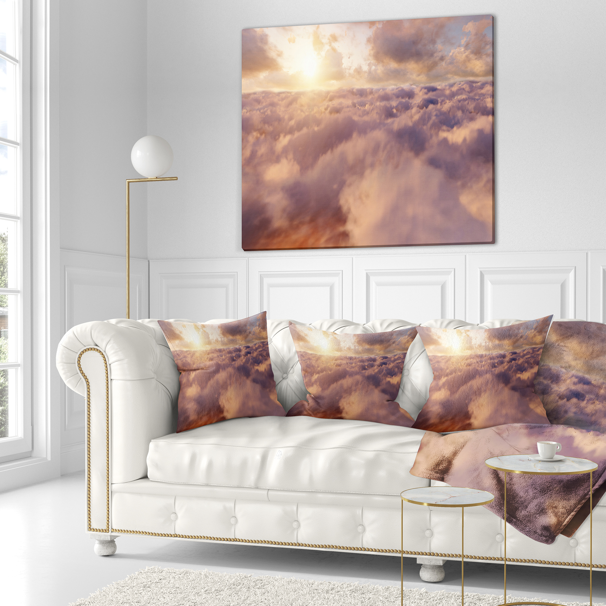 Designart Amazing Sky above Clouds - Contemporary Landscape Printed Throw Pillow - 18x18