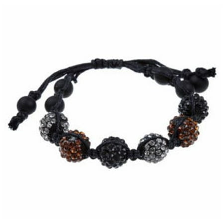 Zircomania 622B-0029MD Alternating Pave Crystal Beaded Macrame Adjustable Bracelet in Gunmetal