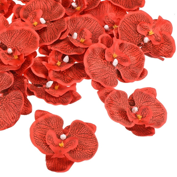 Uxcell 3.5" Artificial Silk Phalaenopsis Orchid Flower Heads for DIY Wedding Decor, Red 20 Pack