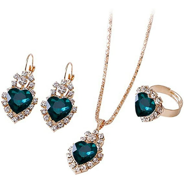 Xihbxyly Conjunto de Joyas de Corazón, Elegante Collar con Colgante, Elegantes Pendientes y Pulsera, Hermoso Regalo para Mujer, Ideal para Fiestas o San Valentín, Perfecto para Ocasiones Especiales.