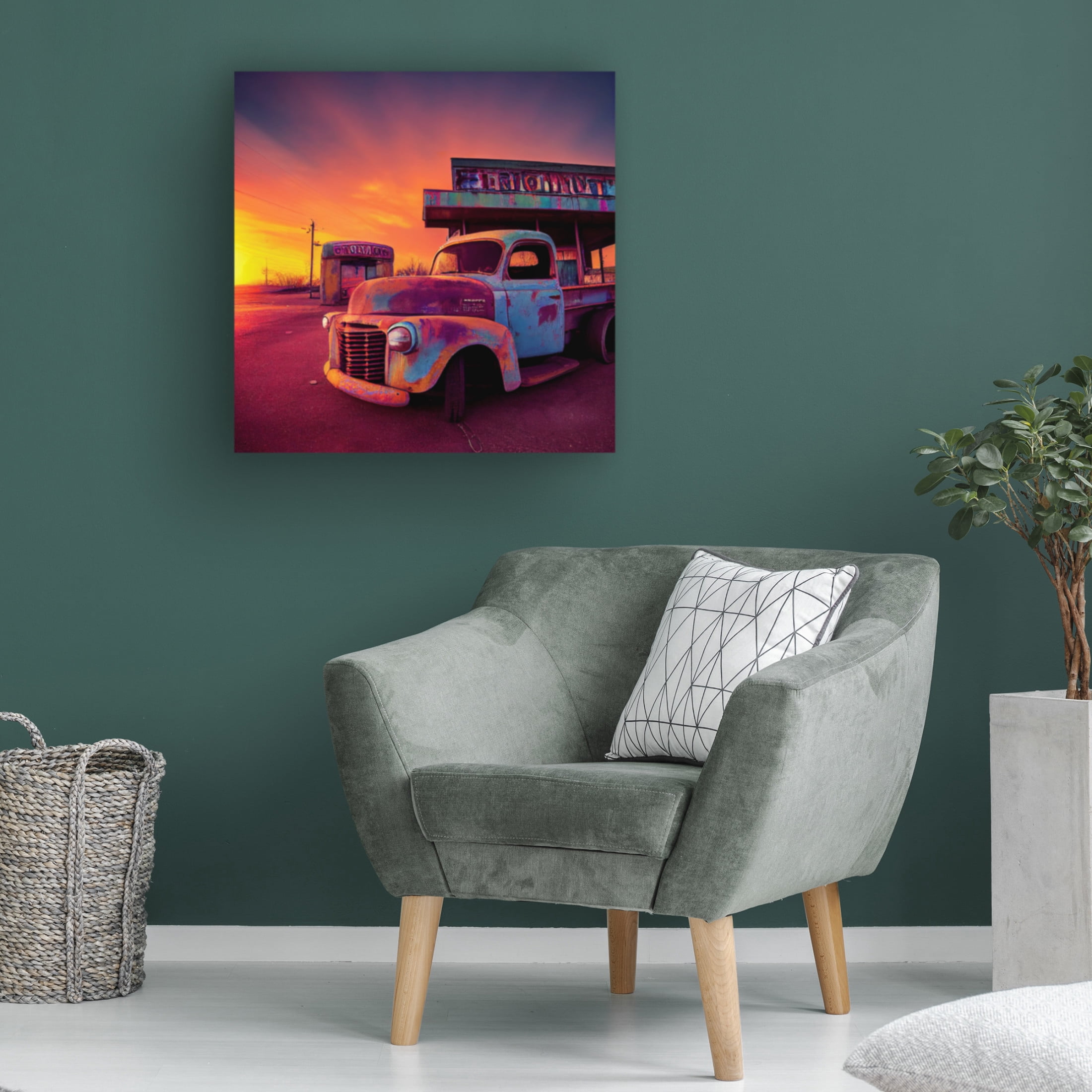 Canvas Wall Art - Ray Heere 'Route 66 7' Wall Art for Living Room, Bedroom, or Office Décor by Trademark Fine Art - 24 x 24 Inches
