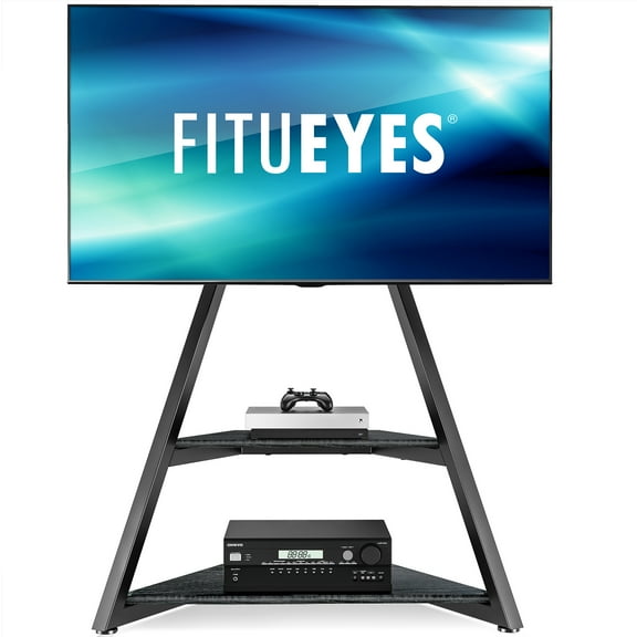 FITUEYES Modern Black Swivel Floor TV Stand - for 32 to 75 inch TV, VESA 400 x 600 mm