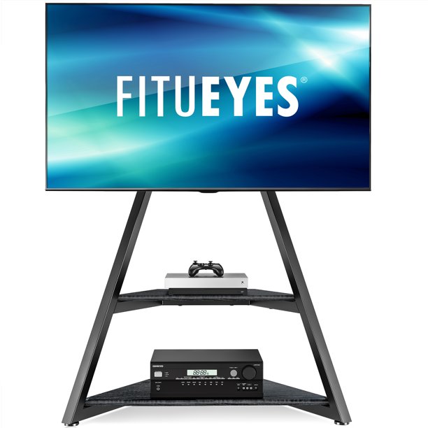 FITUEYES Modern Black Swivel Floor TV Stand for 32 to 75 inch TV