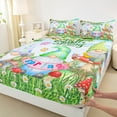 thumbnail image 3 of Homewish Cute Cartoon Gnome Queen Sheet Sets,Spring Flower Mushroom Flat Sheet,Green Red Queen Fitted Sheet For Girls Kids,Ultra Soft Home Decor,4pcs, 3 of 7