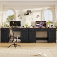 thumbnail image 5 of Homfa 59.1" Computer Desk with Outlet, Thinken Study Writing Desk with 3-Drawer and Door Shelf for Home Office Living Room, Black, 5 of 7