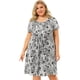 thumbnail image 4 of Women's Plus Size Dress Short Sleeve Inverted Box Pleat Floral Dresses Black 2X, 4 of 7
